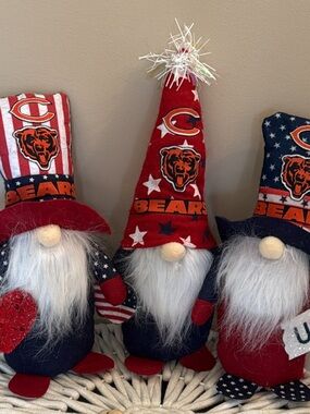 Chicago Bears Red Patriotic Gnome Trio